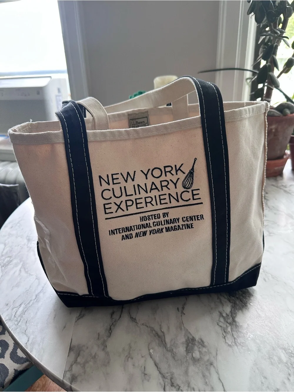 LL Bean Boat and Tote New York Culinary Experience Canvas Tote - Cream & Navy